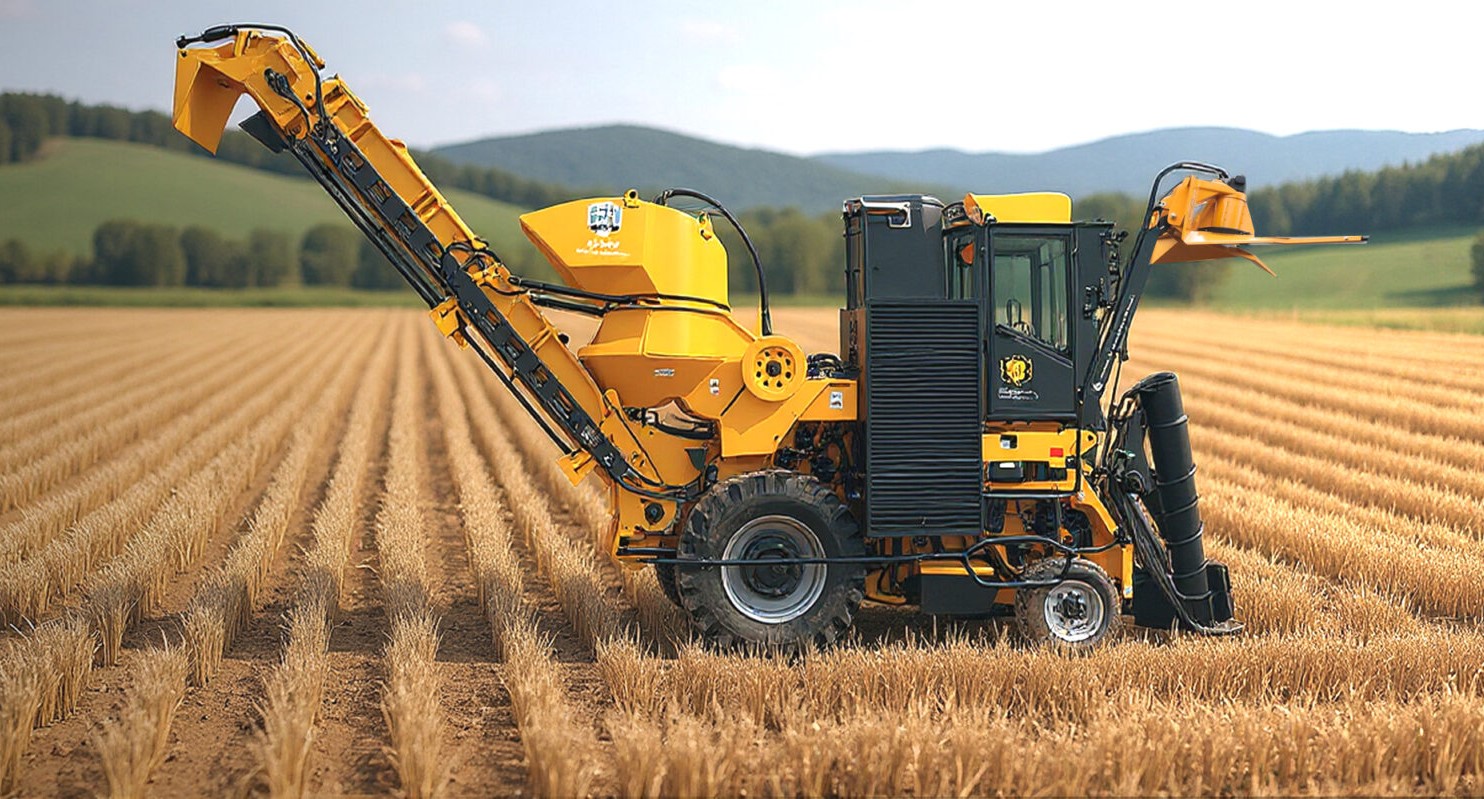 Agricultural harvesting machine in the field